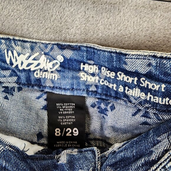 Womens Mossimo Denim High Rise Medium Wash Cuffed Textured Size 8 - Picture 4 of 9